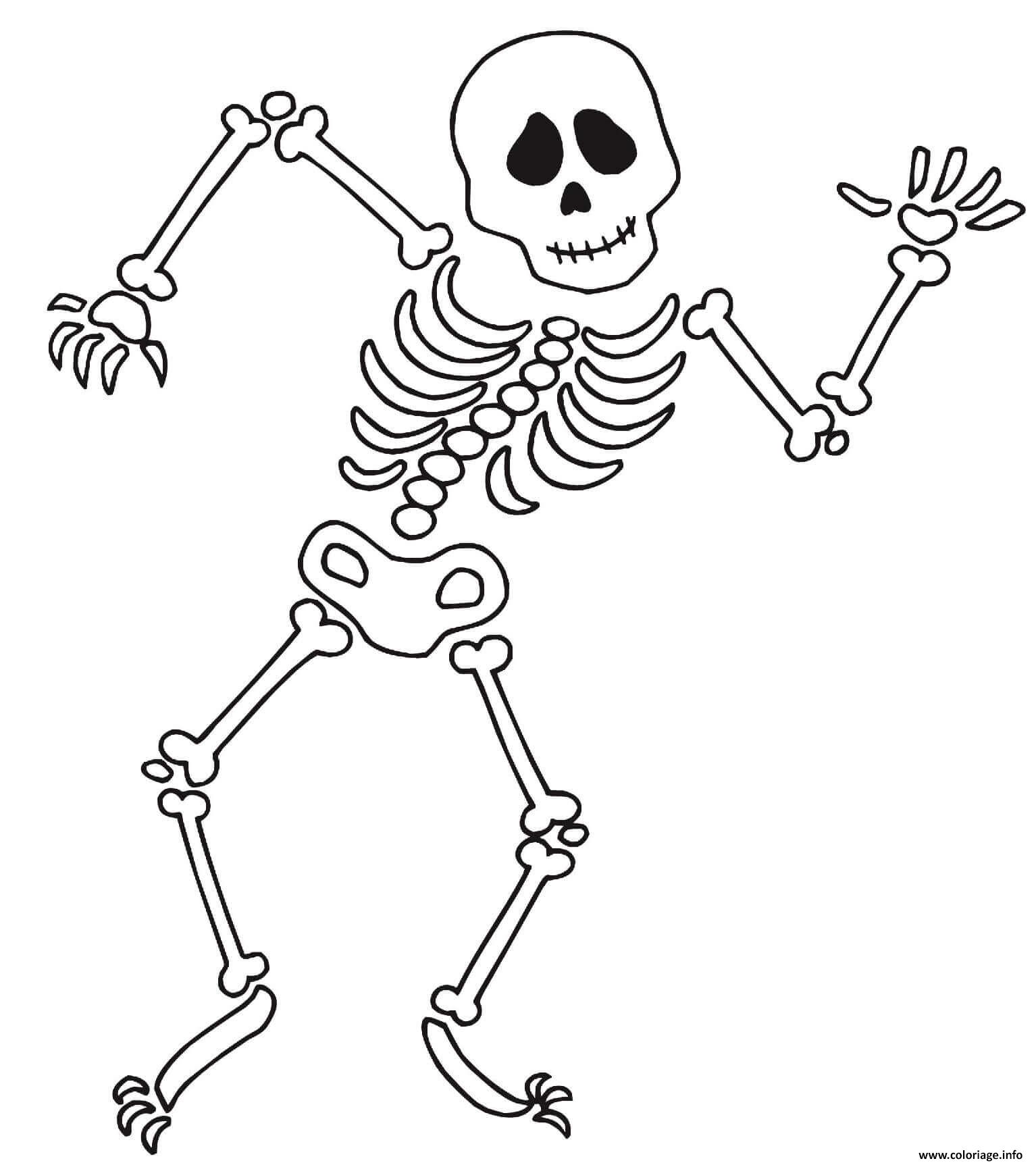 Dessin squelette dansant a Halloween Coloriage Gratuit à Imprimer